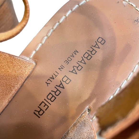 Barbara Barbieri Brown Leather Slingback Sandal Block Heel studs Size 9 - Picture 9 of 9